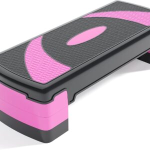 31″ Aerobic Exercise Step Platform, Step Up Exercise Platform with 4″ 6″ 8″ Adjustable Risers, Stair Stepper Workout Stepper for Home Gym Strength Training Fitness Equipment