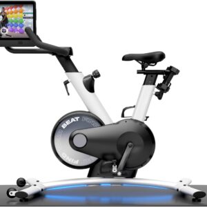 Freebeat Boom Exercise Bike, Smart Spin Bike for Home, 15.6” HD Touchscreen, Auto Resistance, Compact Stationary Bike with Screen, Bluetooth, Scenic Rides, Training Algorithm, Gamified Classes with Expert Instructors