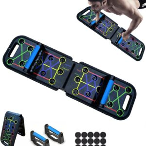 12-In-1 Push Up Board,Portable Pushup Bars for Men, Muscle Max Press Up Boards,Foldable Gym Home Exercise Board,Multi-function Push-Up Stand,Home Workout Equipment with Resistance Bands