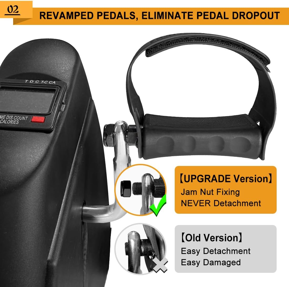 Under Desk Bike Pedal Exerciser, Portable Mini Exercise Bike with LCD Display for Home/Office, Desk Cycle for Leg/Arm with Handle, Leg Exerciser While Sitting for Seniors - Image 3