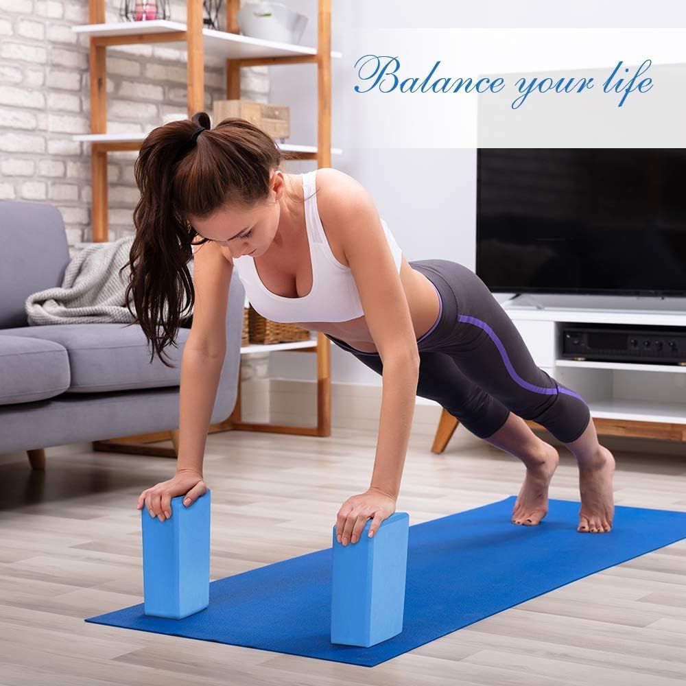 2 Pack Yoga Blocks 9"x 6"x 4" EVA Foam Blocks with Strap, High Density Block for Support and Deepening Poses - Image 3