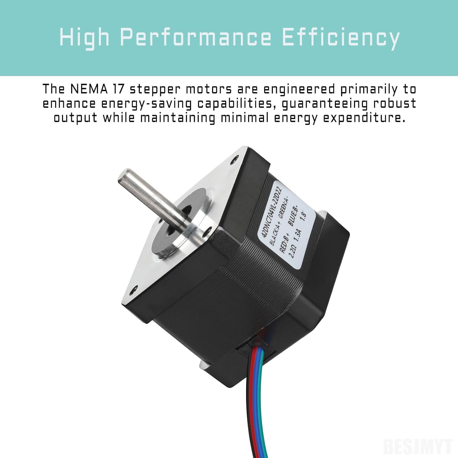 Nema 17 Stepper Motor 5PCS 0.28Nm/39.65oz.in High Torque 1.5inch(38mm) Bipolar 1.3A-2.86V 1.8 Deg 2 Phase-4 Lead for 3D Router/CNC Milling Engraving Machine - Image 3