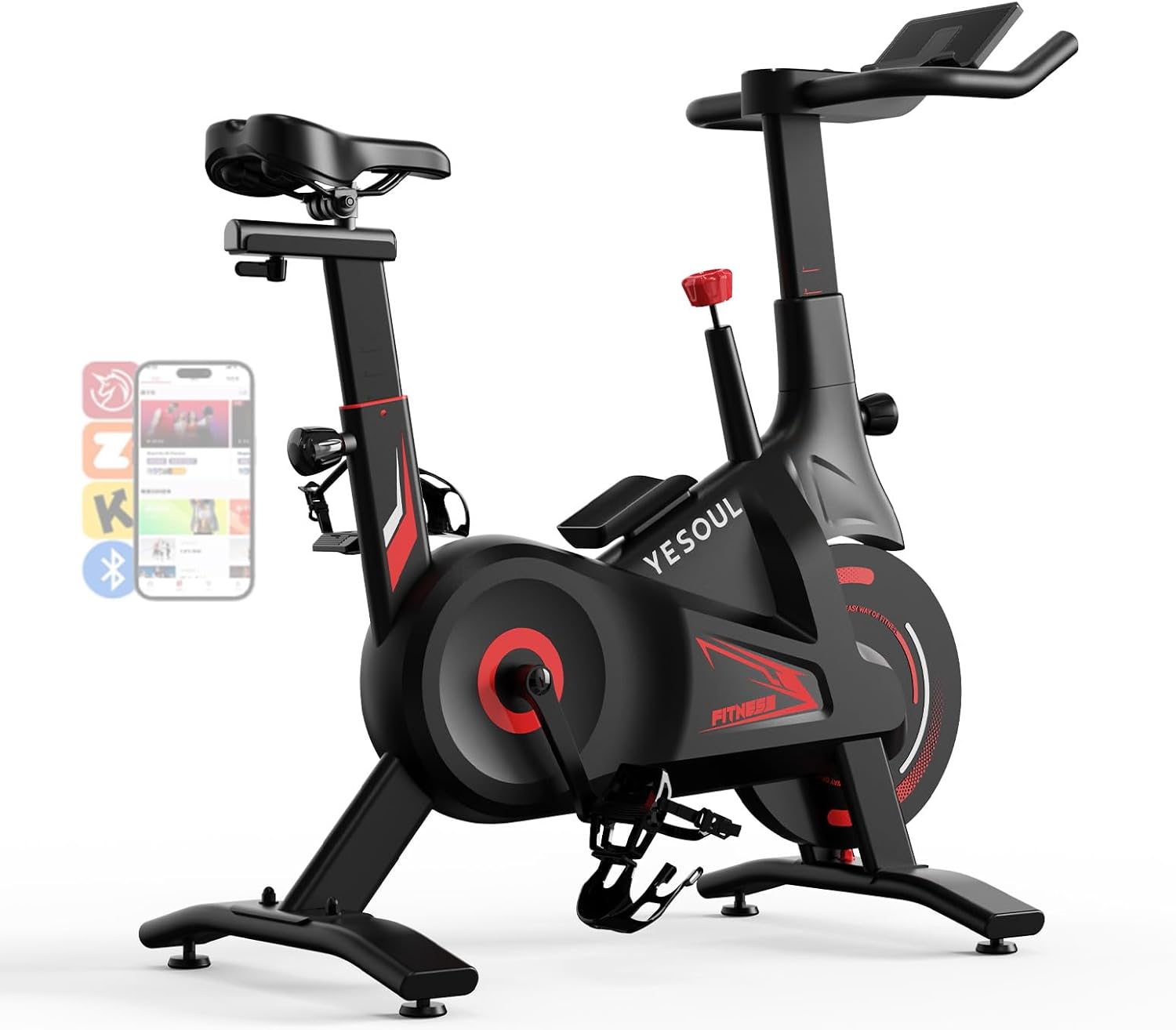 YESOUL Exercise Bike for Home – Indoor Cycling Bike with Silent Magnetic Resistance, Dual-Stage Drive & Alloy Flywheel, Stable 300 lbs Capacity Stationary Bike, Compact Design, Smart APP with Scenic & Live Classes