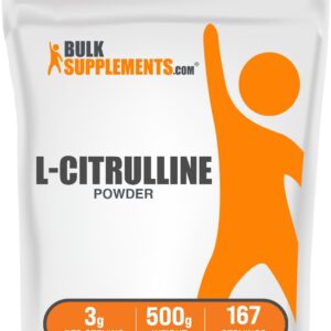 BulkSupplements.com L-Citrulline Powder – Citrulline Supplement, Nitric Oxide Supplement – Unflavored & Gluten Free – 3g per Servings, 500g (1.1 lbs) (Pack of 1)