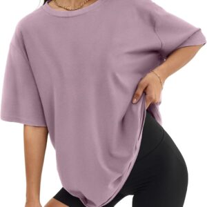 ATHMILE Womens Oversized T Shirts Loose Fit Crewneck Short Sleeve Tops Summer Casual Blouse Y2K 2025 Basic Tee Beach