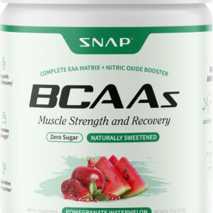 Snap BCAA Powder Essential Amino Energy Supplement with Nitric Oxide Booster – Watermelon Flavor – Pre Workout Powder, Recovery Supplements Post Workout, Muscle Strength & Performance (30 Servings)