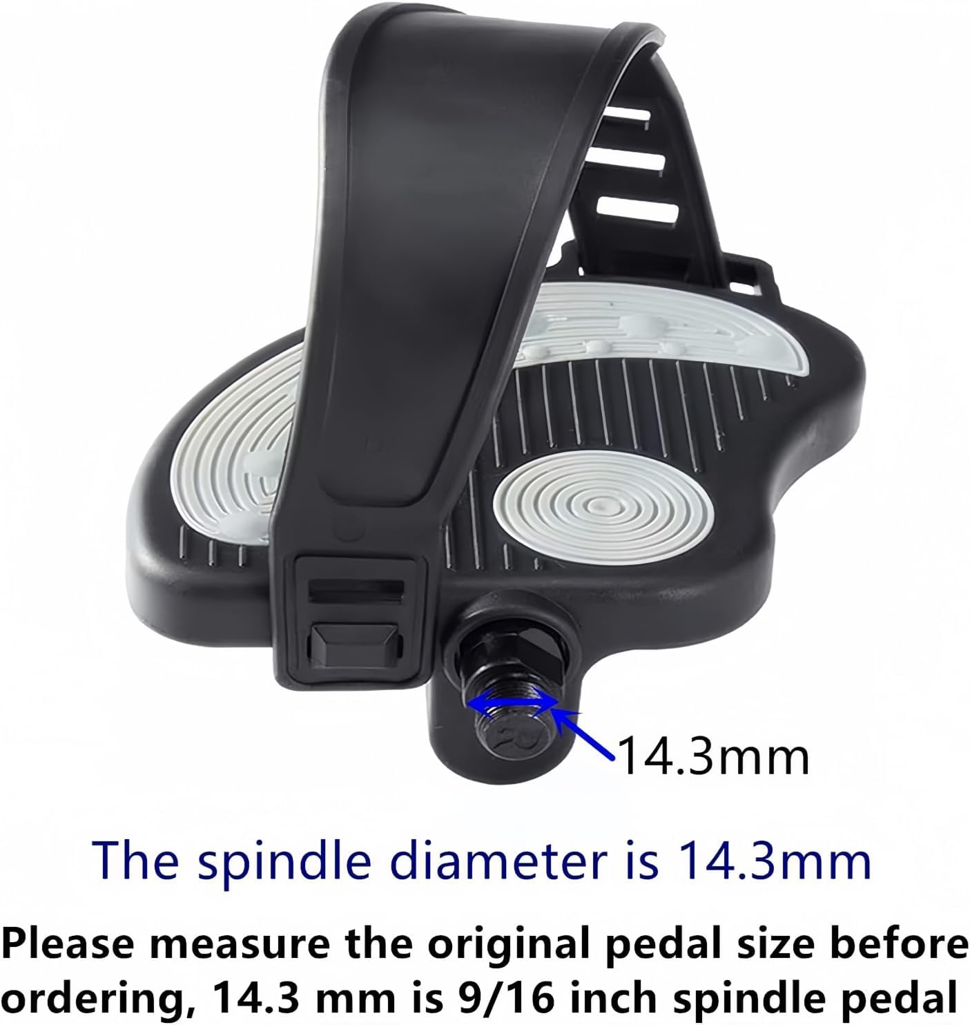 YBEKI Pro-Grade Exercise Bike Pedals with Adjustable Straps - 9/16" & 1/2" Spindle for Indoor Peloton/Schwinn/Spin Bikes | Heavy-Duty PP Plastic & PVC Straps + 500lb Capacity - Image 3