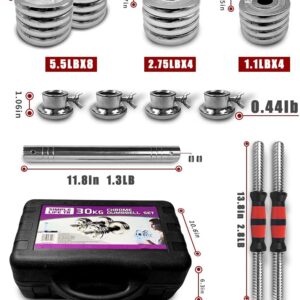 Adjustable Dumbbell Set With 3 in 1 Dumbbell Barbell Metal Connecting Rod, Chromed Weights, Hardcover Gift Box, Adjustable Weight Sets up to 44lbs/66lbs/110lbs, Home Gym Exercise Training Equipment