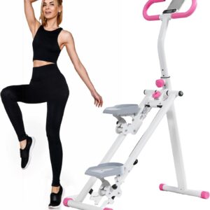 Stair Stepper for Home Gym Exercise, Vertical Climber Exercise Machine for Full Body Workout, Compact Folding Cardio Exercise Climber with Adjustable Handlebar (Blue)
