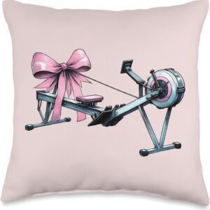 Coquette Bow Rowing Machine Rowing Workout Girl Mom Pink Throw Pillow