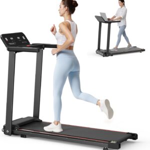 Foldable Treadmill with Handles Treadmills for Home Small Spaces 3HP Folding Treadmills Walking Pad Treadmill with Handle Bar Quiet Walking Machine, 300LBS Capacity, Portable Small Home Gym (Black)