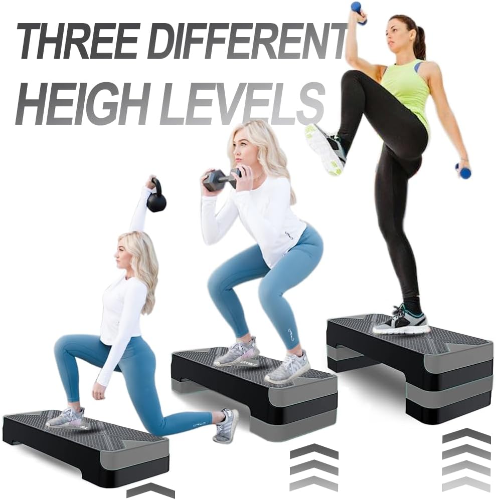 EVERYMILE Aerobic Exercise Step, Adjustable Aerobic Stepper for Exercise, Workout Step Platform, Step Up Box, 26.5" Step Deck with 4” 6” 8” Adjustable Height Risers, Women Home Gym Fitness - Image 4