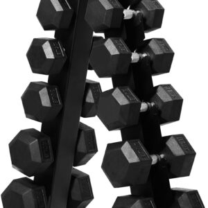 RITFIT 300/350/450/650/180/200/210 LB Rubber Hex Dumbbells Set with Optional Dumbbell Rack, Multi Weight Set to Choose, Ideal for Home Gym and Fitness