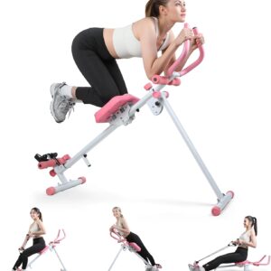 Rowing Machines for Home Gym, Multi-Functional Rower Machine Adjustable Handrail Ab Trainer Machine, Max Bearing 120kg, Folding AB Workout Machines, with Resistant Bands