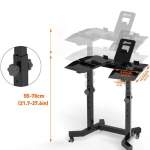 Uboway Adjustable Dumbbell Stand- Dumbbell Rack with 4 Level Height Adjustment, Weight Stand for Dumbbells with Tablet Holder and Wheels, Hand Weight Rack for Adjustable Dumbbell Set, Home Gym Fitness（Bonus Foot Pads）