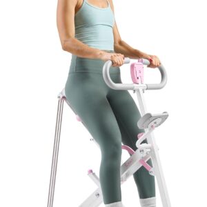 Sunny Health & Fitness Smart Upright Row-N-Ride Trainer w/Adjustable Resistance & 330LB Weight Capacity, Foldable Home Exercise Equipment for Arm, Glute & Leg Training, Free SunnyFit App Connection