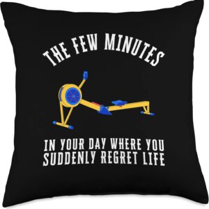 Erg Ergometer And Rowing Exercise Machine Rowing Workout Throw Pillow