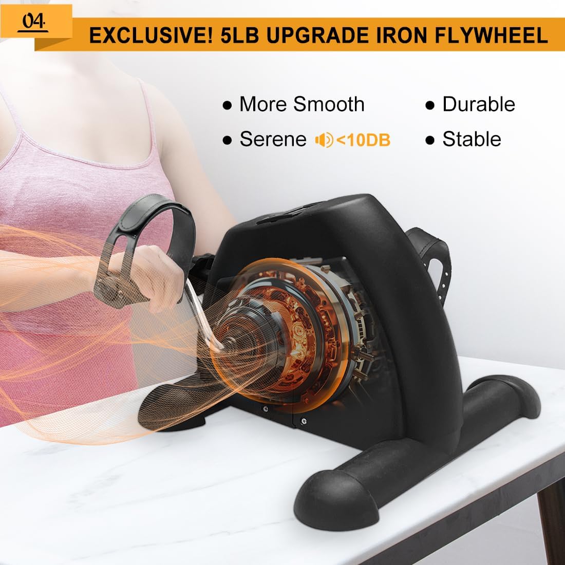 Under Desk Bike Pedal Exerciser, Portable Mini Exercise Bike with LCD Display for Home/Office, Desk Cycle for Leg/Arm with Handle, Leg Exerciser While Sitting for Seniors - Image 5