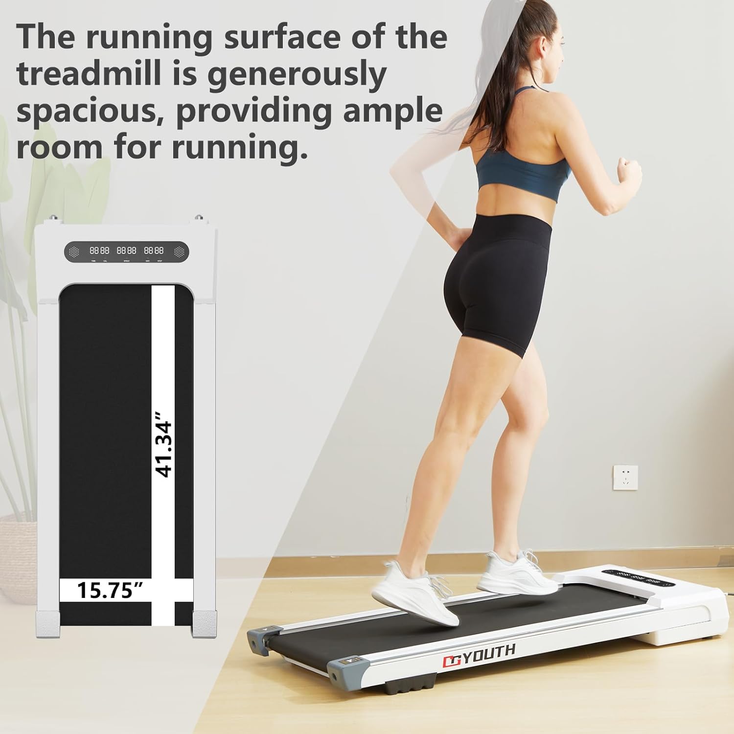 GOYOUTH 2 in 1 Under Desk Electric Treadmill Motorized Exercise Machine with Wireless Speaker, Remote Control and LED Display, Walking Jogging Machine for Home/Office Use - Image 3