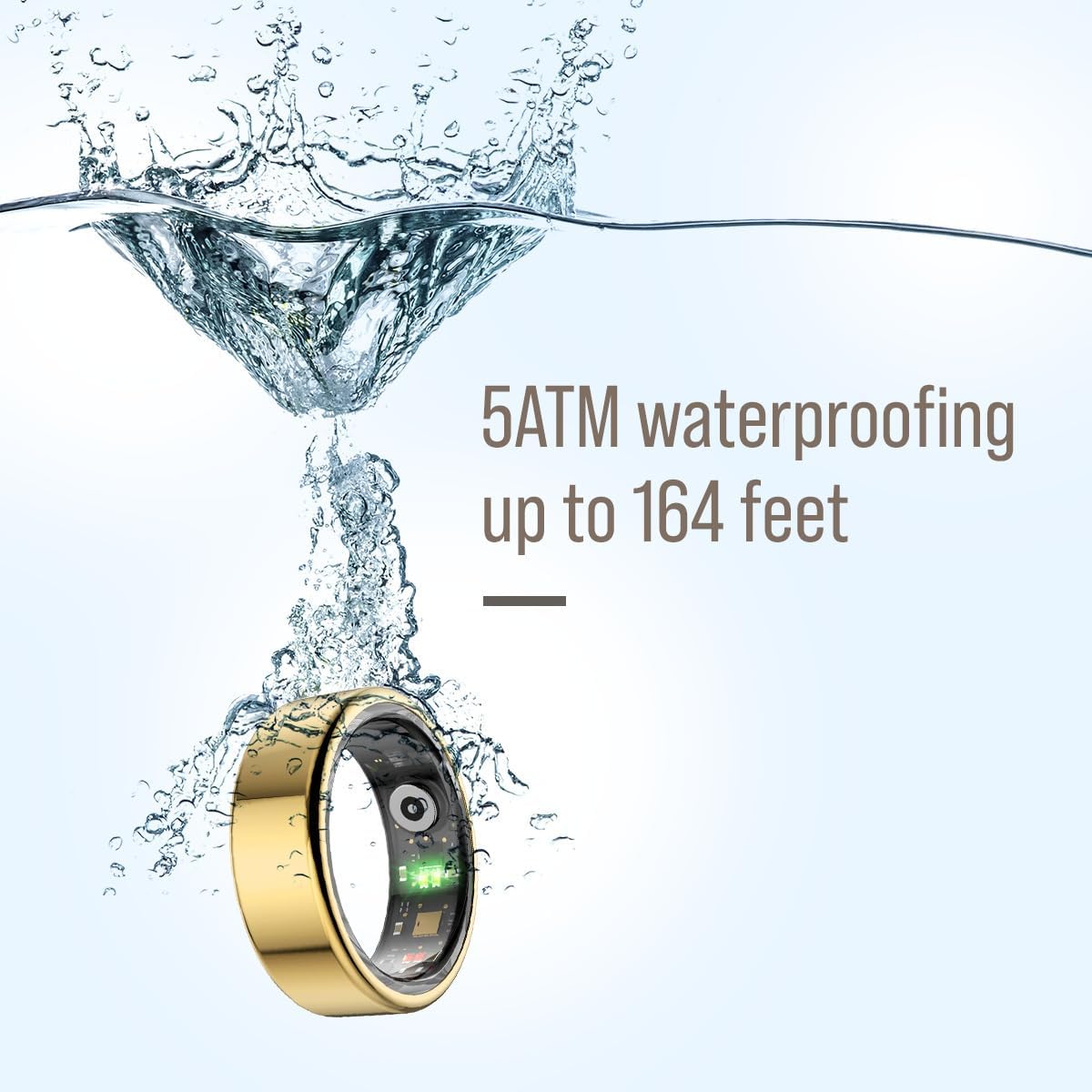Herz P1 Smart Ring for Women & Men - 24/7 Health Metrics Fitness Ring, Tracks 20+ Biometrics, 6 Day Battery, Waterproof, iOS Android Compatible, Free APP, No Subscription (Gold, 10, Gold) - Image 3