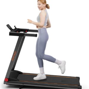 DeerRun Treadmills for Home with Incline and Handles, 3.0 HP Foldable Treadmill for Small Spaces, Folding Running Machine with Smart APP