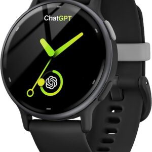 AI Translator Watch，Language Translator Device,Heart Rate & Sleep Monitor, AMOLED Display, Titanium Alloy Waterproof, Multi-Sport Modes,Black