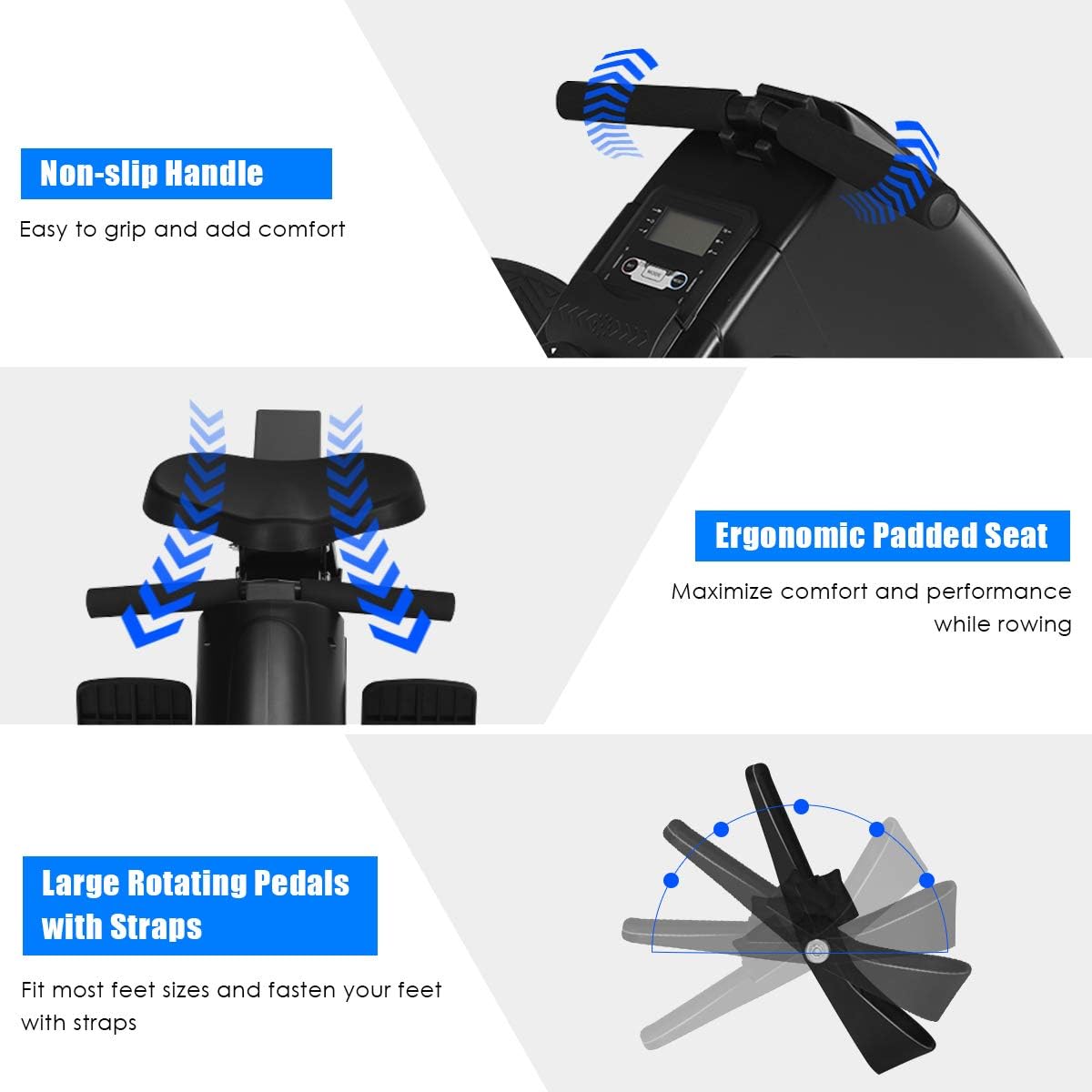 GYMAX Magnetic Rowing Machine, Foldable Rower with Digital Monitor & 10 Level Adjustable Resistance, Quiet Operated Fitness Rower for Home/Office/Apartment - Image 2