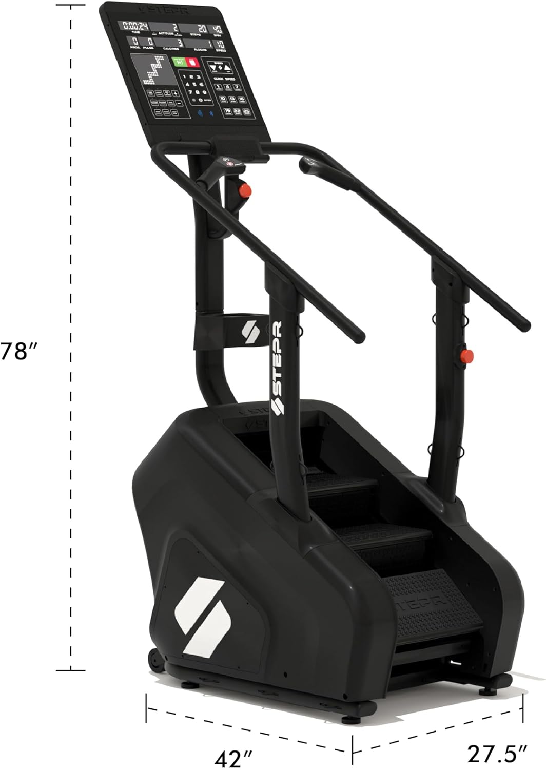 STEPR Classic Stair Master with LED Touchscreen, Commercial Grade Stairmaster Machine for Home, 140 Steps/Min, Bluetooth Stepper Machine, Resistance Band Attachments, Mobile App, 375 lb Capacity - Image 2