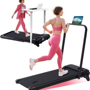 Compact Walking Pad with Handle Bar, 3.5HP Portable Electric Small Treadmills with Handles for Home Small Spaces, 350LBS Capacity Under the Desk Treadmill with 3-Level Incline, 0.6-7.6MPH Walking Pads
