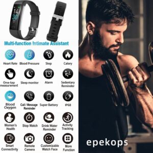 Fitness Tracker with Heart Rate Monitor/Step Counter/Calories, Activity Tracker Smart Watch Sleep Monitor, IP68, Health Tracker Pedometer for Man Women