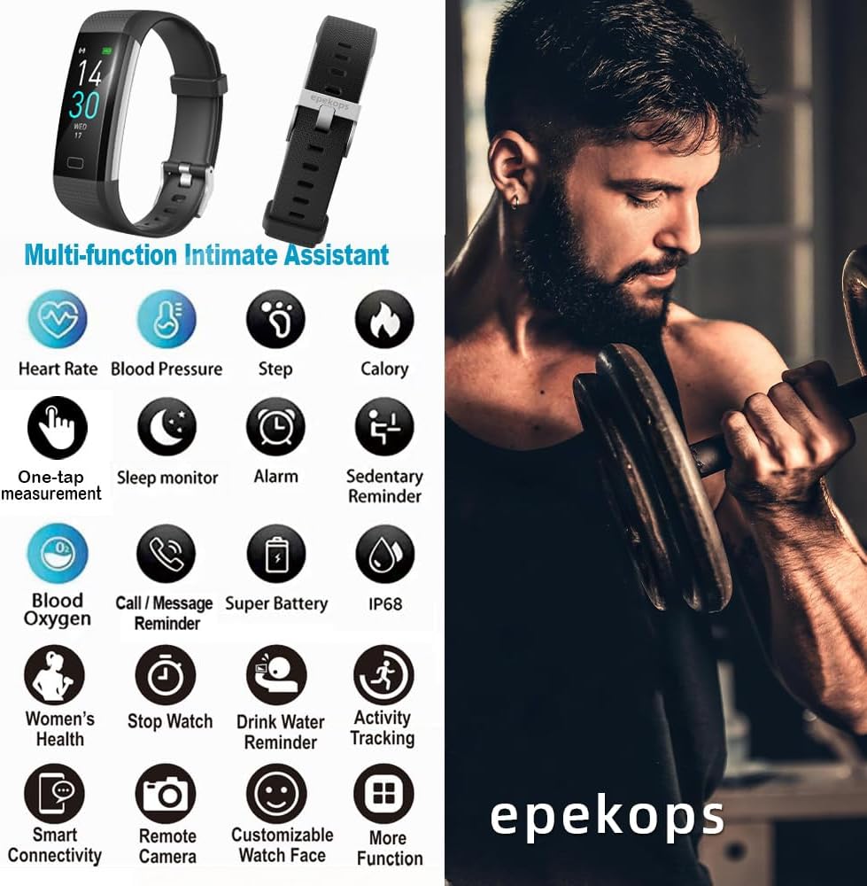 Fitness Tracker with Heart Rate Monitor/Step Counter/Calories, Activity Tracker Smart Watch Sleep Monitor, IP68, Health Tracker Pedometer for Man Women - Image 2