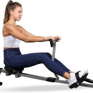 YSSOA Rowing Machine Rower Ergometer, with 12 Levels of Adjustable Resistance, Digital Monitor and 260 lbs of Maximum Load Black