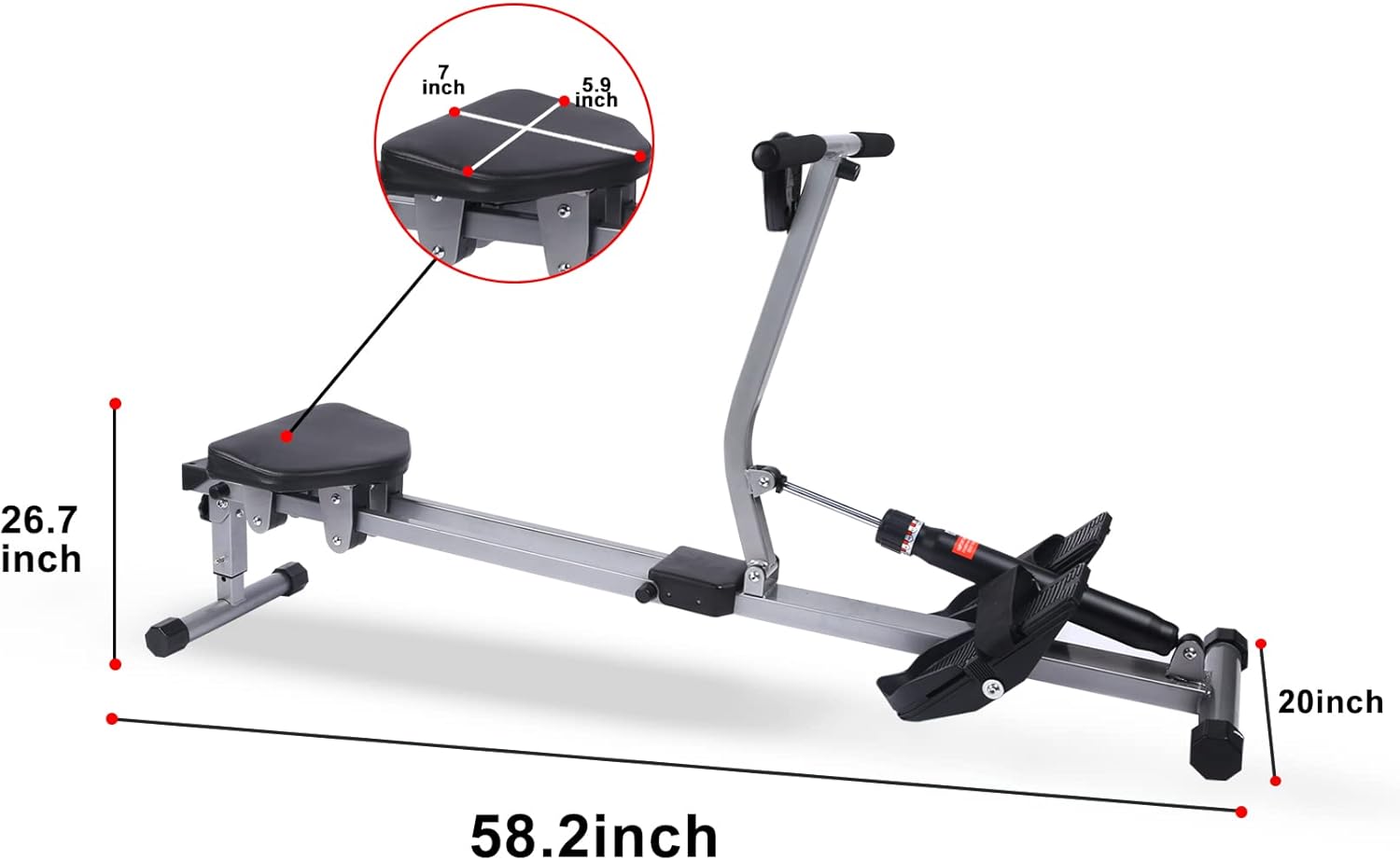 YSSOA Rowing Machine Rower Ergometer, with 12 Levels of Adjustable Resistance, Digital Monitor and 260 lbs of Maximum Load Black - Image 3