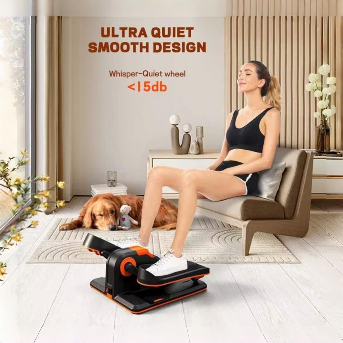 Steppers for Exercise at Home, Stair Stepper with Resistance Bands, Under Desk Elliptical 300 lbs Weight Capacity, Ellipse Leg Exerciser with LCD Monitor - Image 3
