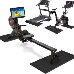 2PCS Fitness Equipment Mats and Floor Protector, Non-Slip Mat Rowing, Rowing Machine Bike Mat for Carpet & Hardwood Floors, Exercise Bike Mats (Two Pieces:36 * 12 inch)