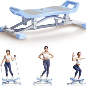 Balance Board, Ski Simulator with Resistance Bands, Portable Slide Stepper Exercise Machine with LCD Monitor, 300 lbs Capacity Full Body Cardio & Strength Training Equipment for Home Gym