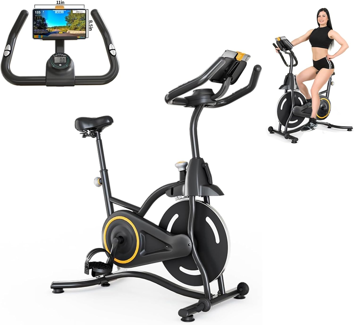 Indoor Cycling Bike, Silent Belt Drive, Heavy Flywheel, Digital Display, Home Gym Cardio Workout Training