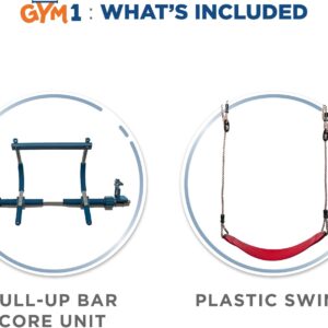 Gym1 Doorway Indoor Swing & Pull-Up Bar Set – Sensory Swing with Rope Ladder – Built-in Pull-Up Bar for Kids Workout Equipment – Easy No-Drill Mount for Indoor Playset – 2-Piece, Red