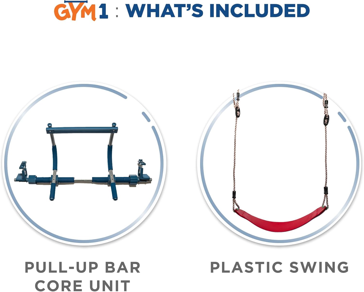 Gym1 Doorway Indoor Swing & Pull-Up Bar Set - Sensory Swing with Rope Ladder - Built-in Pull-Up Bar for Kids Workout Equipment - Easy No-Drill Mount for Indoor Playset - 2-Piece, Red - Image 2