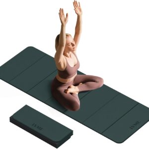 Foldable Yoga Mat, 0.32 inches Thick(8mm), SGS Certified, Non Slip, 71 x 24 inches, Foldable for Travel, Pilates, Camping, Environmental Sports Mat, Odorless TPE Material