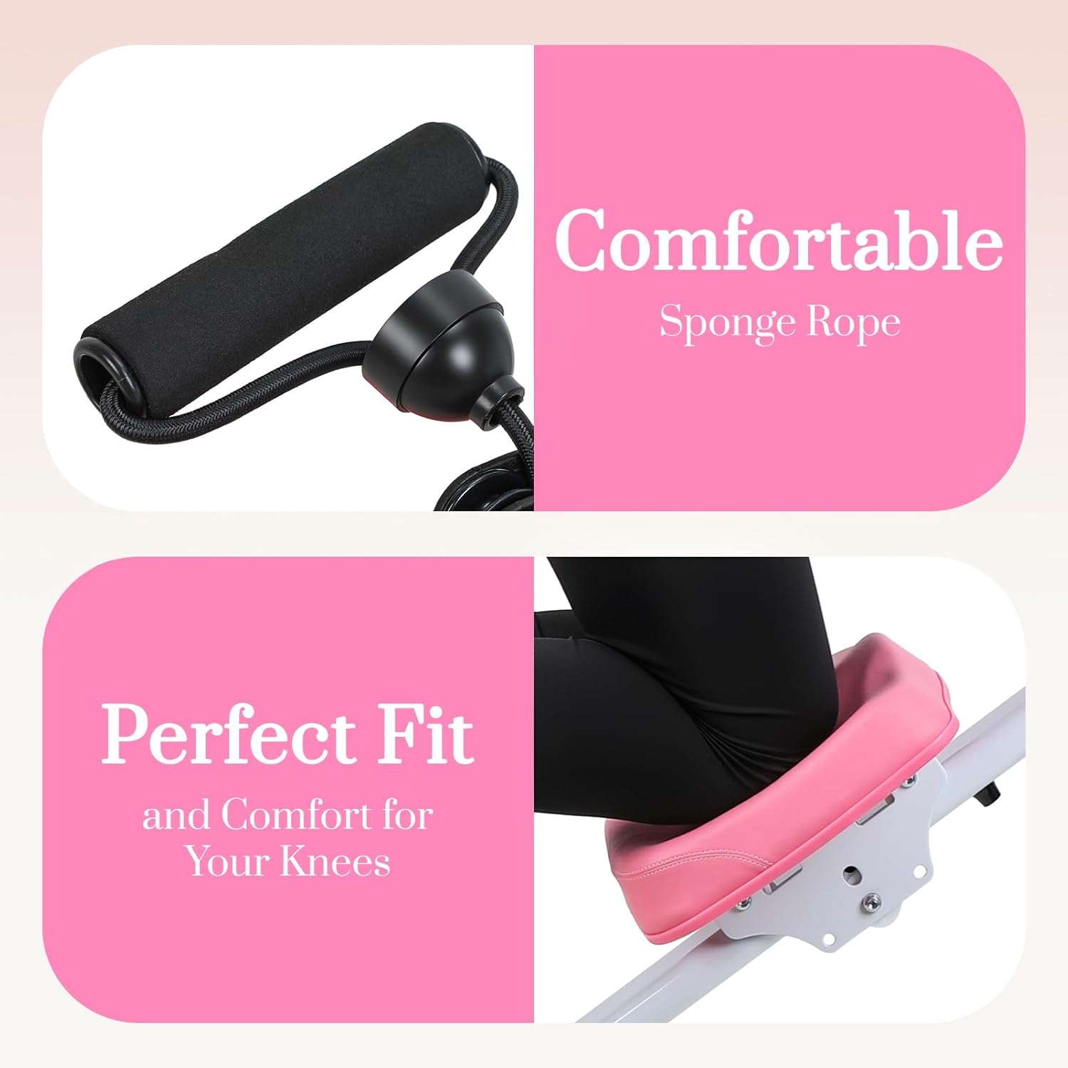 Rowing Machines for Home Gym, Multi-Functional Rower Machine Adjustable Handrail Ab Trainer Machine, Max Bearing 120kg, Folding AB Workout Machines, with Resistant Bands - Image 6