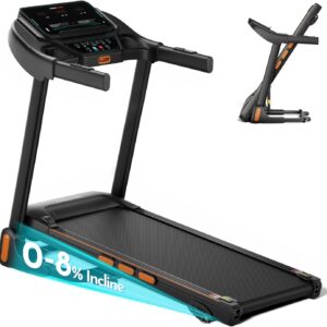 Treadmill for Home, 3.0HP Folding Treadmill with Incline, 300 lbs Capacity, Bluetooth & Heart Rate Sensor, Space-Saving Design