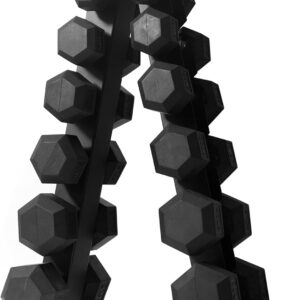 RitFit 60/250/300/350/650LBS Rubber Coated Hex Dumbbell Weight Set with Rack for Home Gym, Strength Training, Workouts