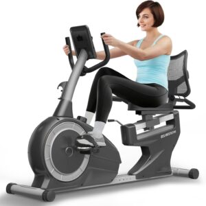 Recumbent Exercise Bike, Recumbent Stationary Bike for Home, Recumbent Bike 350LBS Weight Capacity, Magnetic Recumbent Bike with Smart APP, LCD Monitor, Heart Rate Handle