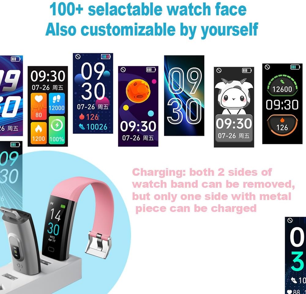 Fitness Tracker with Blood Pressure Heart Rate Oxygen Monitor, Activity Sleep & Temperature Smart Watch IP68 Waterproof Pedometer Step Counter for Kids Man Women S5 - Image 4