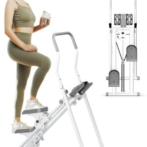 PAETA Foldable Stair Stepper for Home, 350LBs Quiet Stair Climber with LCD Monitor and Adjustable Handlebar – Cardio Exercise Machine at Home for Women