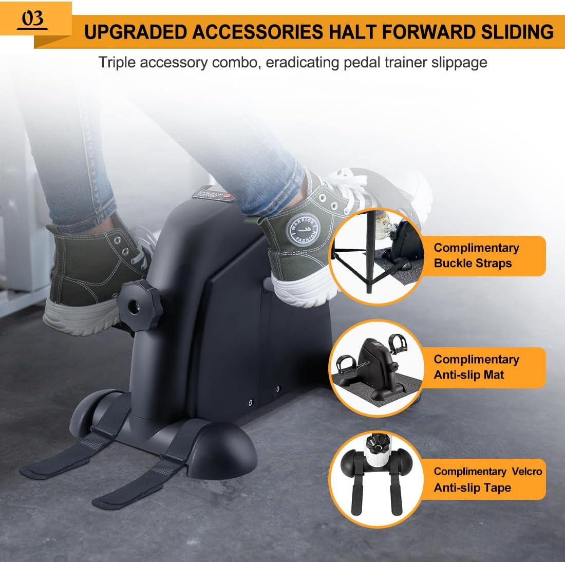 Under Desk Bike Pedal Exerciser, Portable Mini Exercise Bike with LCD Display for Home/Office, Desk Cycle for Leg/Arm with Handle, Leg Exerciser While Sitting for Seniors - Image 4