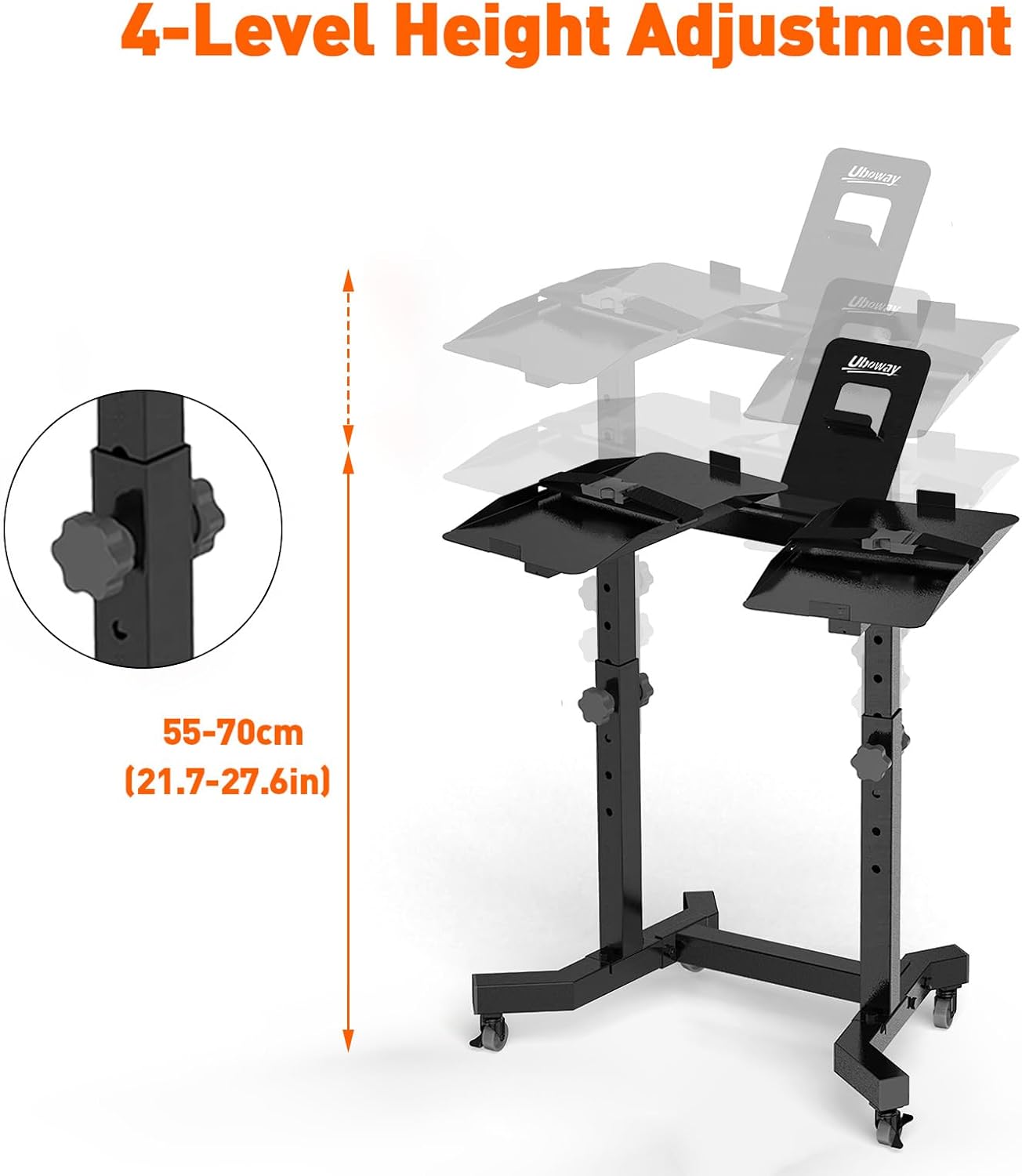 Adjustable Dumbbell Stand - Uboway Weight Stand with 4 Level Height Adjustment, Dumbbell Weight Rack with Tablet Holder and Durable Casters, Weight Holder for Adjustable Dumbbell Set, 2025 Upgrade Design (Bonus Foot Pads) - Image 3