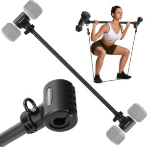 Dumbbell to Barbell Converter Set, Squat Bar Adapter with Exercise Bands & 220LB Capacity, Adjustable Weight Bar for Full Body Workout, Fits 1-1.5 inch Dumbbell Handles