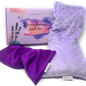 Microwavable Heat Pad & Eye Pillow – Gift Set – Lavender Scented Eye Pillow & Microwave Heating Pad Great Gifts for Women, Mom to Be Gift- Aromatherapy Sleeping Eye Mask for Yoga Headache Pain Relief